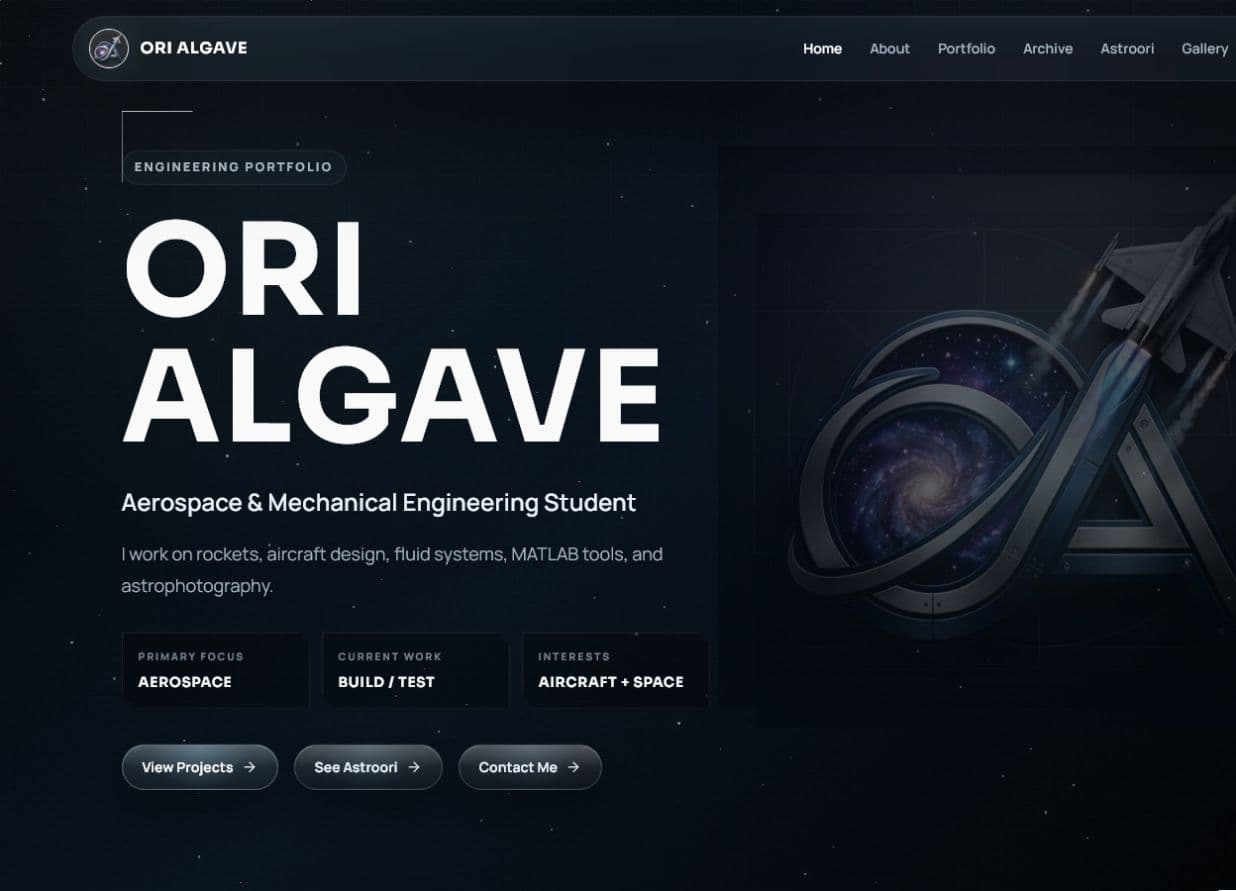 Ori Algave aerospace engineering portfolio homepage